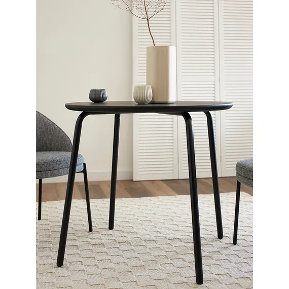 Стол обеденный Round, D90 см, черный шпон ясеня