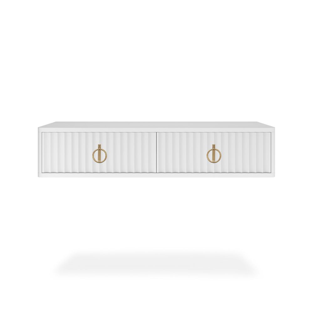 Подвесной туалетный столик консоль Royal 5110 эко (Белый-р.золото)