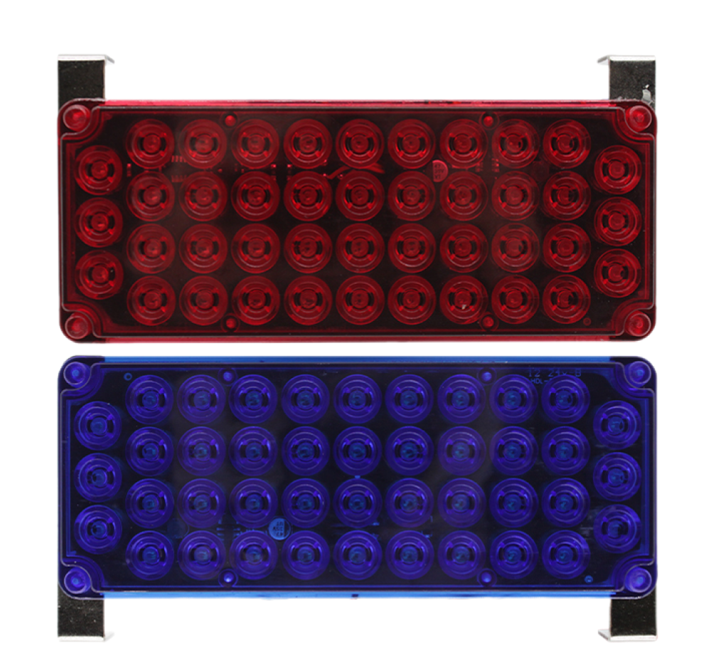 Мигалка-планка-стробоскоп Красно-Синяя 12-24V 84LED 1режим (175*70*10) (STROB-18H-RB) в реш радиатор