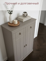 Тумба Индра 118.5x78.8x36.5, серая из МДФ, с ящиками, Dipriz