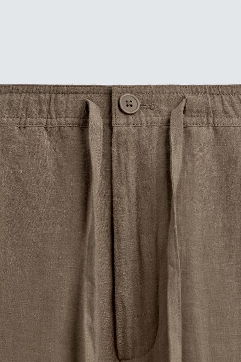 ZARA БРЮКИ СВОБОДНОГО КРОЯ ИЗ 100% ЛЬНА, СЕРО-КОРИЧНЕВЫЙ