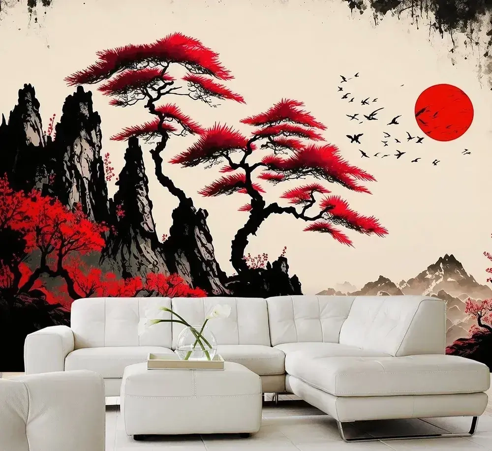 Фотообои Япония иллюстрация 300х270 см для оформления стен в гостиной