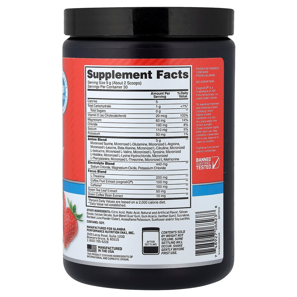 Optimum Nutrition, Незаменимые Amin.O. Energy®, клубничный вкус, 270 г (9,5 унции)