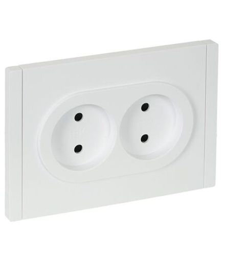 Розетка 2-м СП FORTE&PIANO FP225 10А без заземл. защ. шторки безвинт. крепл. бел. IEK FP-R23-10-1-K01