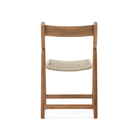 Складной стул Dandara из массива акации со стальной конструкцией и белым шнуром