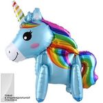 Шар 3D (23''/58 см) Фигура, Радужный единорог, Голубой, 1 шт. в упак.