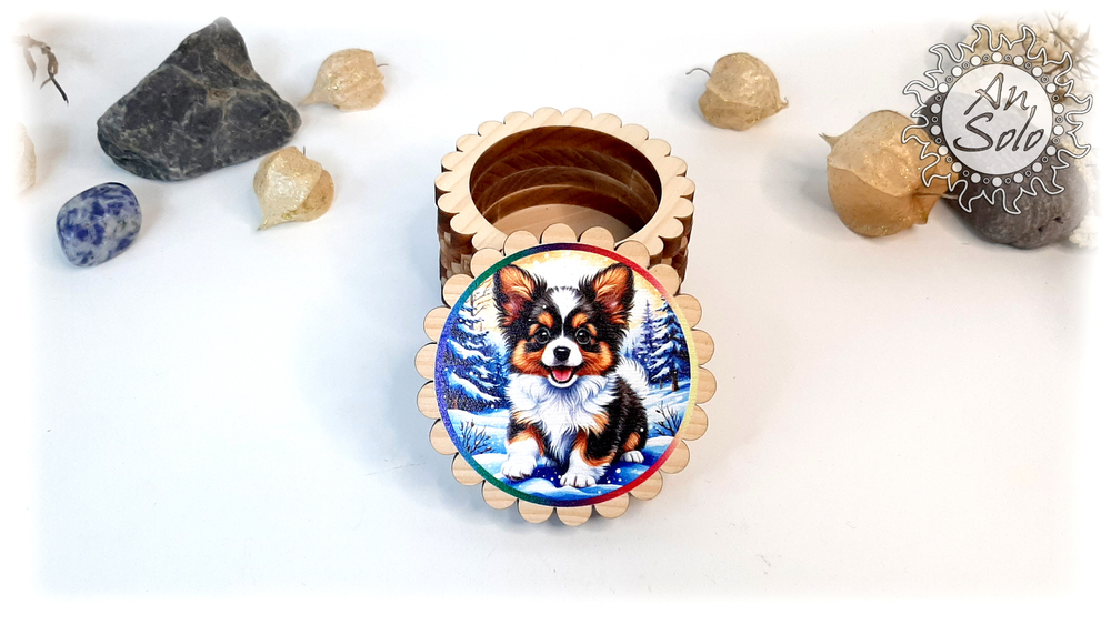 Мини-шкатулка "Щенок "Папиньон"