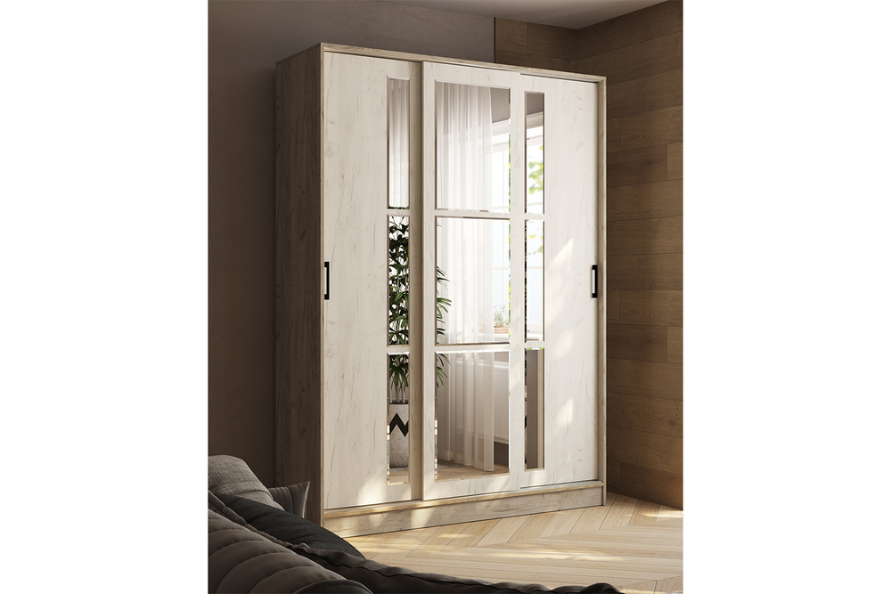 Шкаф-купе Стиль-2 160, Дуб крафт серый,Дуб крафт белый