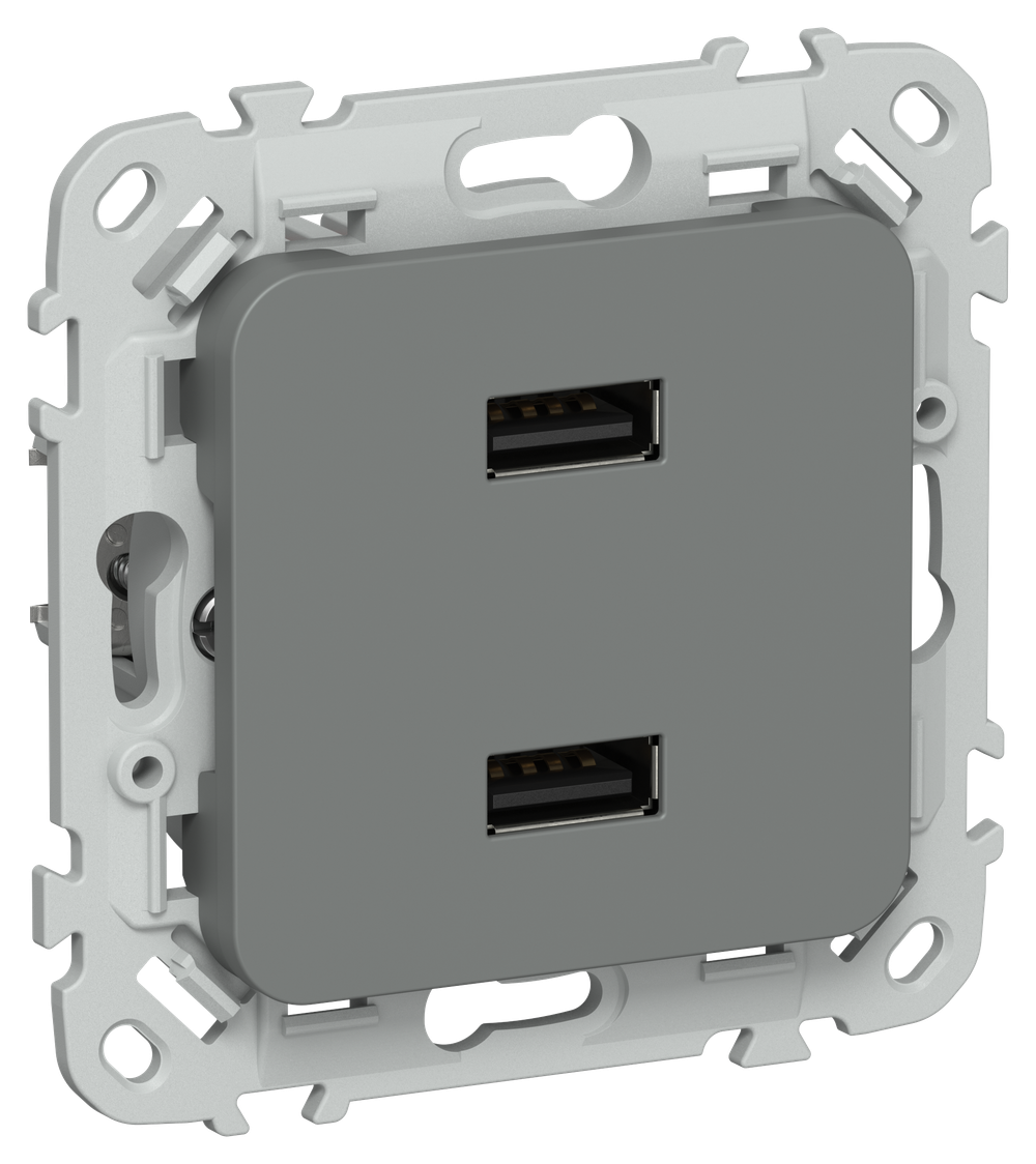 FLITE Розетка USB A+A 3,1А РЮ-2-ФлМА мокрый асфальт IEK