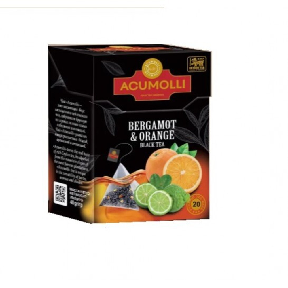 Чай АКУМОЛЛИ черный ПИРАМИДКИ EARL GREY & ORANGE (бергамот & апельсин) 25пак