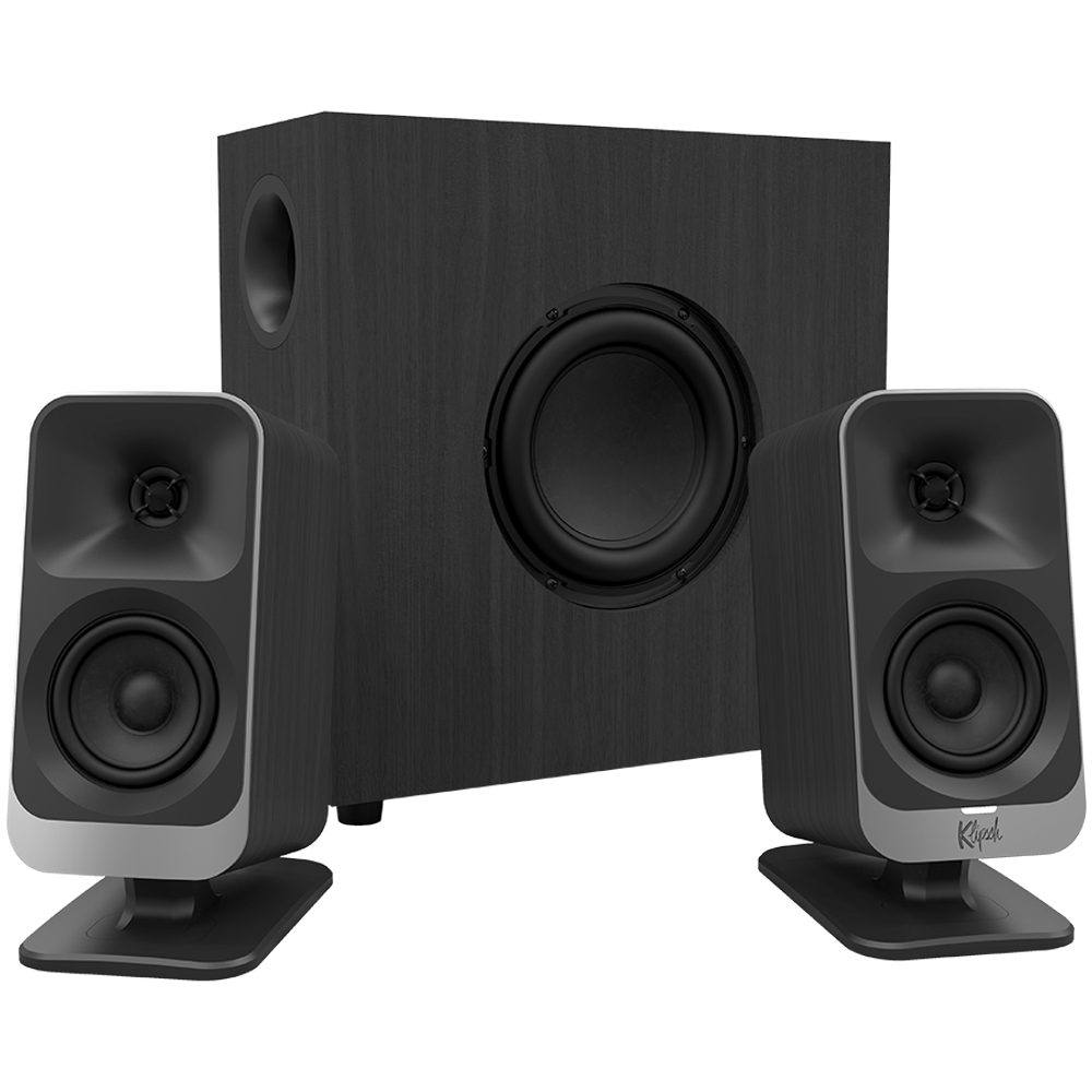 Klipsch ProMedia Lumina 2.1 Gaming Audio System with Subwoofer and LED Lighting Effects Built-in, Black