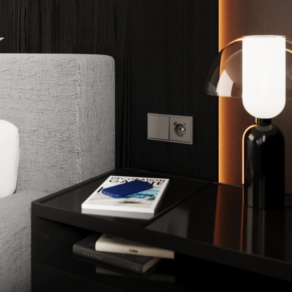 Перекрестный переключатель встраиваемый VOLTUM S70 двухклавишный 10А, (кашемир)