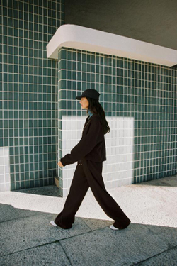 ZARA БРЮКИ WIDE LEG, ТЕМНО-КОРИЧНЕВЫЙ