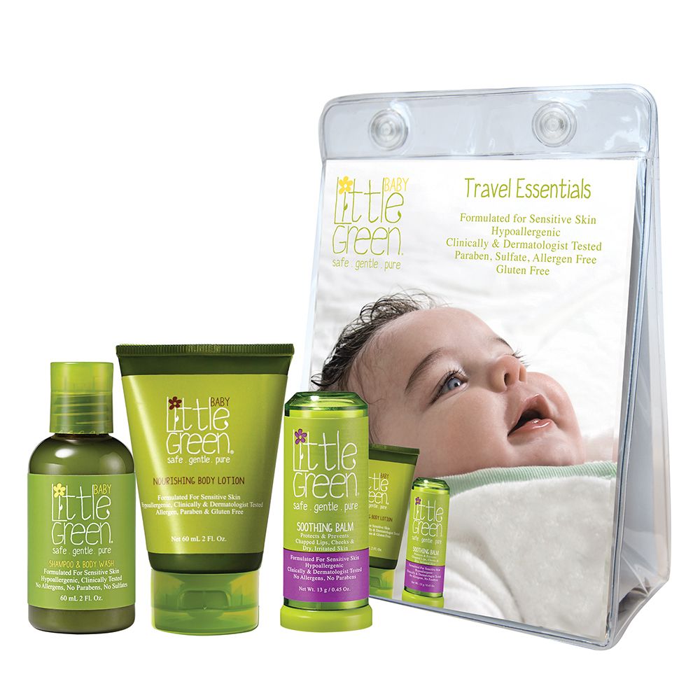 LITTLE GREEN. BABY. BABY ESSENTIALS SET (LGBS2 LITTLE GREEN.BABY.SHAMPOO &amp; BODY WASH 60 МЛ +  LGBBLT2 LITTLE GREEN.BABY. NOURISHING BODY LIOTON 60 МЛ+ LGSB LITTLE GREEN.SOOTING BALM 13 Г)  / Набор «Первый уход малыша» для детей от 0 до 12 мес. (В составе набора: Шампунь и гель для тела. Без слез 60 мл+ Лосьон питательный для тела 60 мл+ карандаш ухаживающий для губ и лица 13 г)