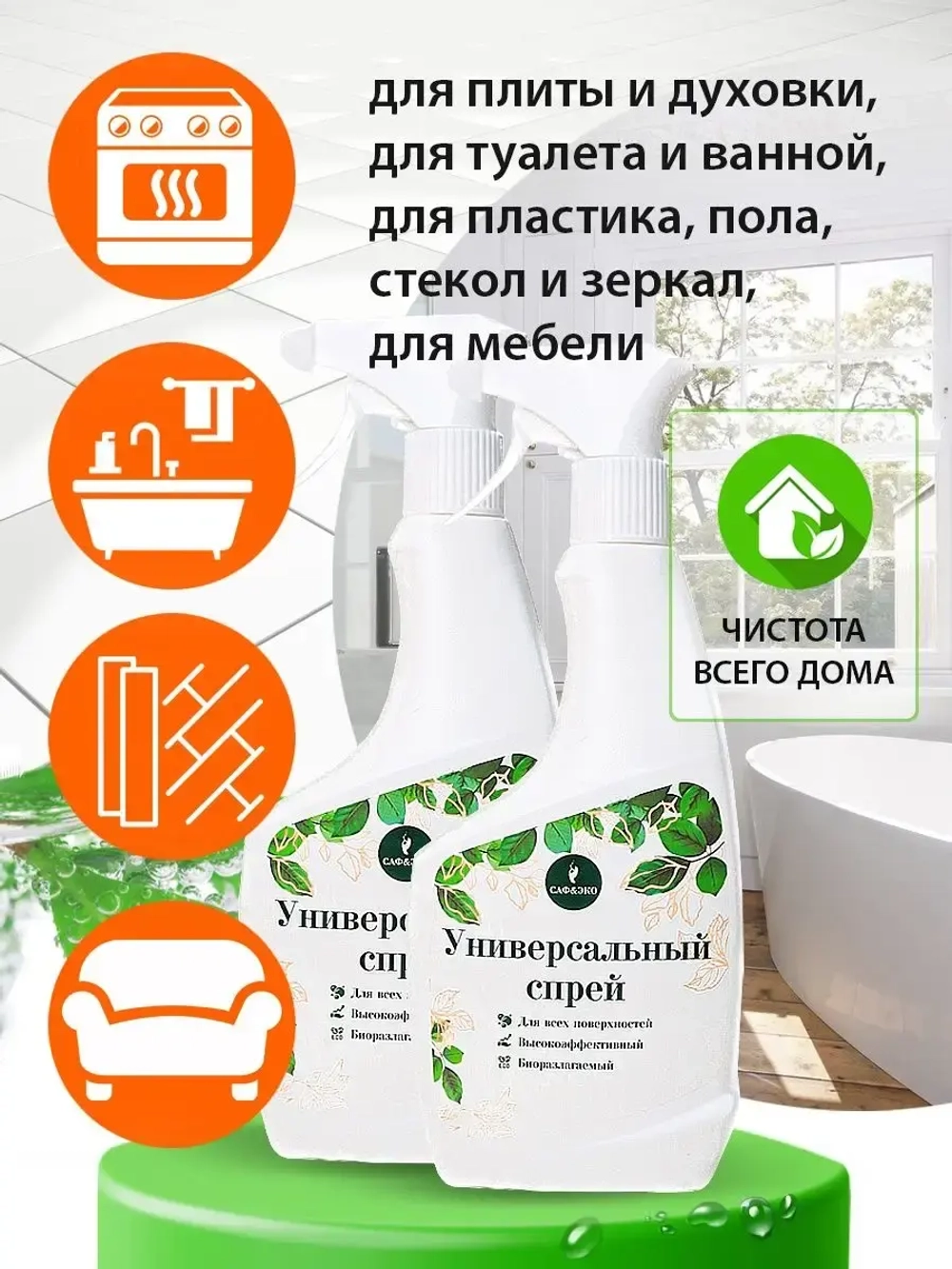 Чистящий универсальный спрей эко для уборки 500мл
