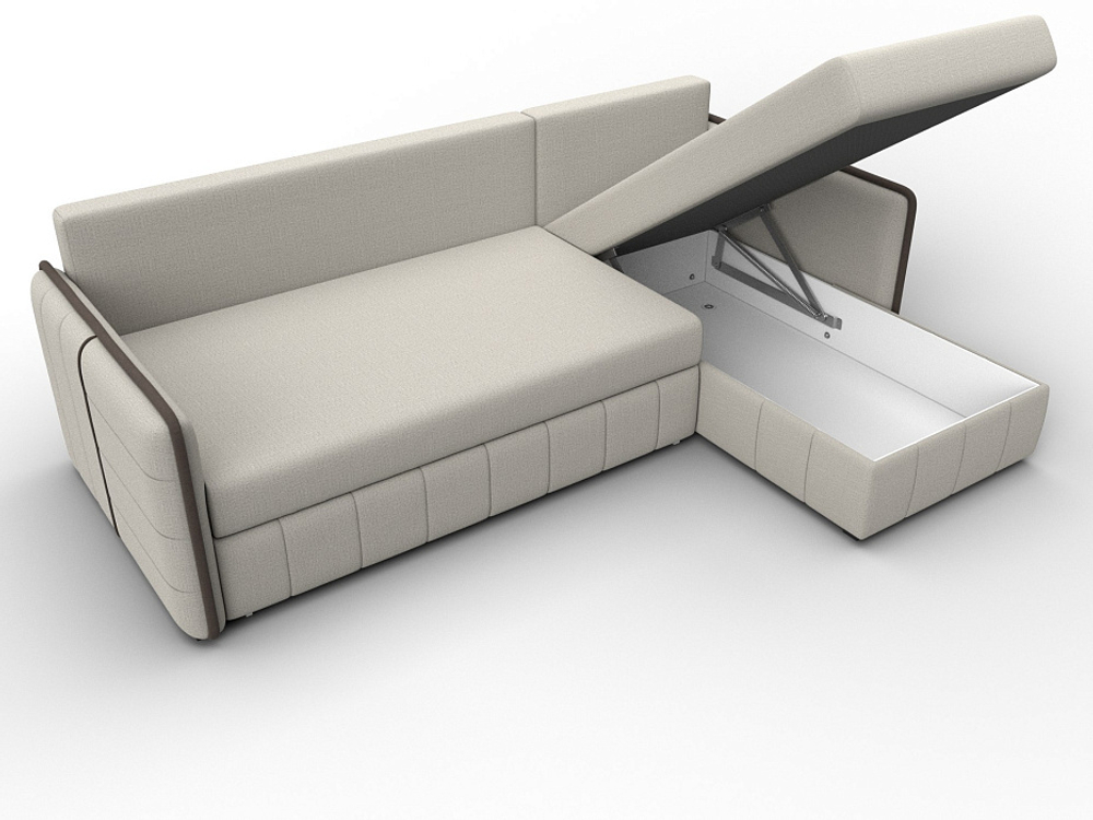 Диван угловой Лига-078 угол универсальный РОГОЖКА Амур 02 бежевый Амур 05 коричневый