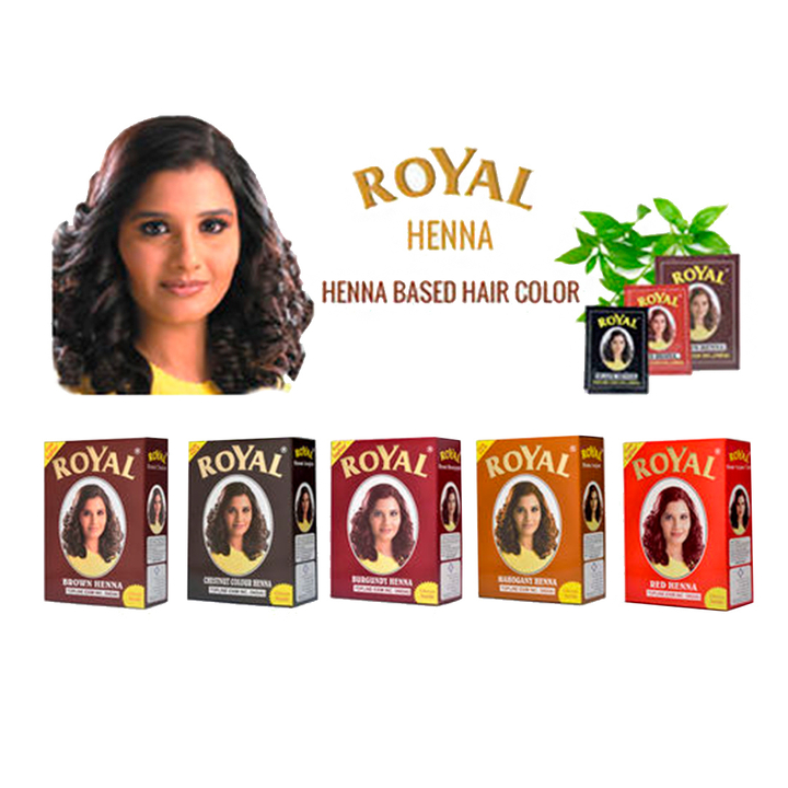 Краска на основе хны Royal Black цвет Черный для волос, ресниц и бровей, 6х10 г = 60 г +10 г (подарок)