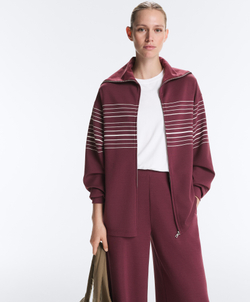 Oysho Куртка в полоску с высоким воротником, бордо