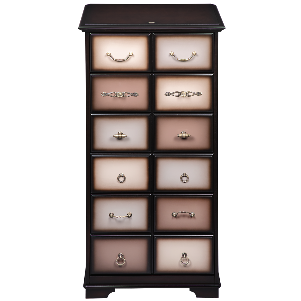 Комод "Пандора"- 5 с 4 ящиками Орех Оберджин, цвет фасада Шоколад