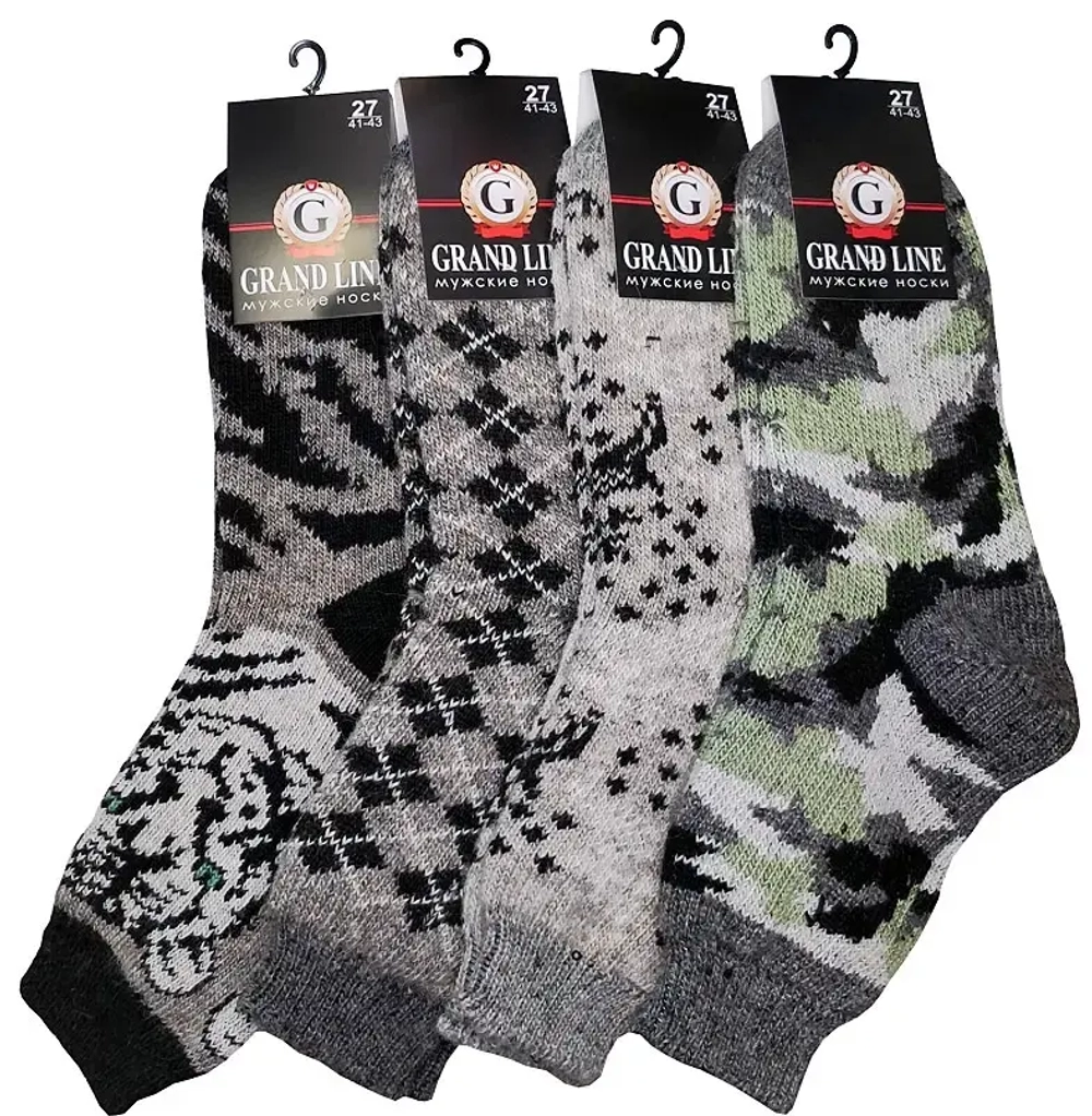 Носки мужские тёплые GRAND LINE (МТ-269, шерсть), ассорти, р. 27*