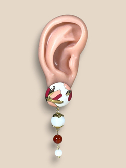 Серьги Цветочное поле, эмаль, агат, сердолик