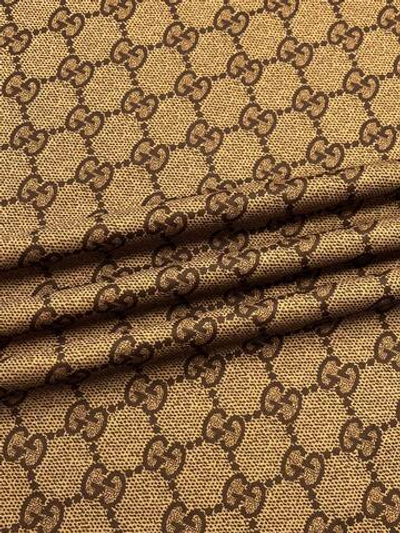 Трикотаж хлопок с п/э Gucci коричневый с лого