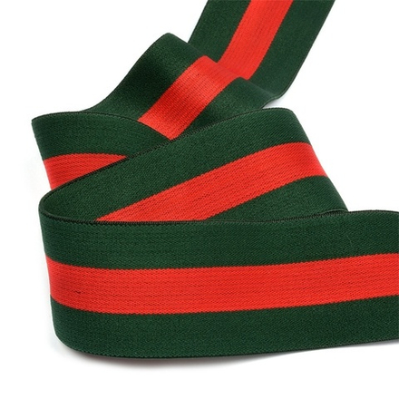 Резинка TBY тканая мягкая Полоска шир.40мм цв.зеленый/красный