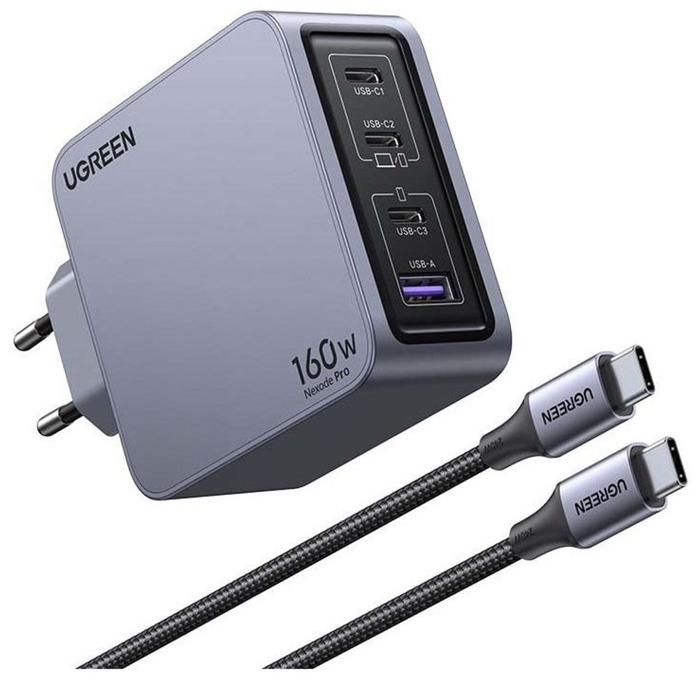 Зарядное устройство Ugreen Ugreen X763 Nexode Pro 160W 4-Port GaN Fast Charger Set EU 25877 серый