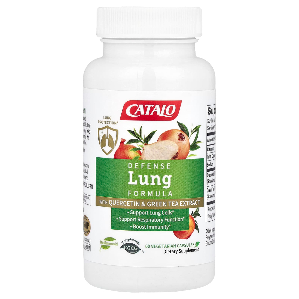CATALO, Формула Defense Lung с кверцетином и экстрактом зеленого чая, 60 вегетарианских капсул