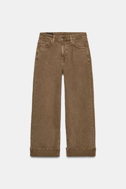 ZARA ДЖИНСЫ BAGGY СО СРЕДНЕЙ ПОСАДКОЙ — ZW COLLECTION, КОРИЧНЕВЫЙ