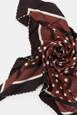 ZARA ПЛАТОК ИЗ ВИСКОЗЫ 100% В ГОРОШЕК, КОРИЧНЕВЫЙ