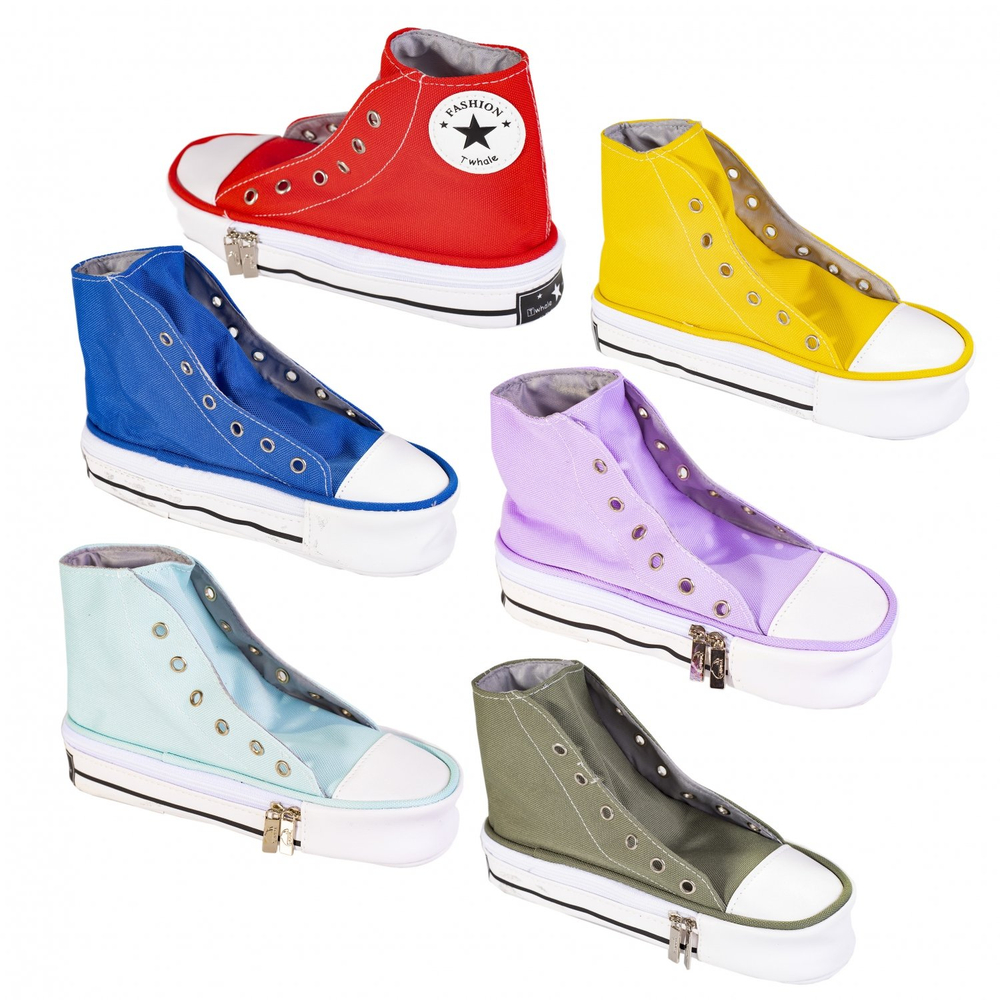 Пенал - косметичка Alingar, ткань, молния, форма-кеды, 130 х 210 мм, "Кеды", ассорти