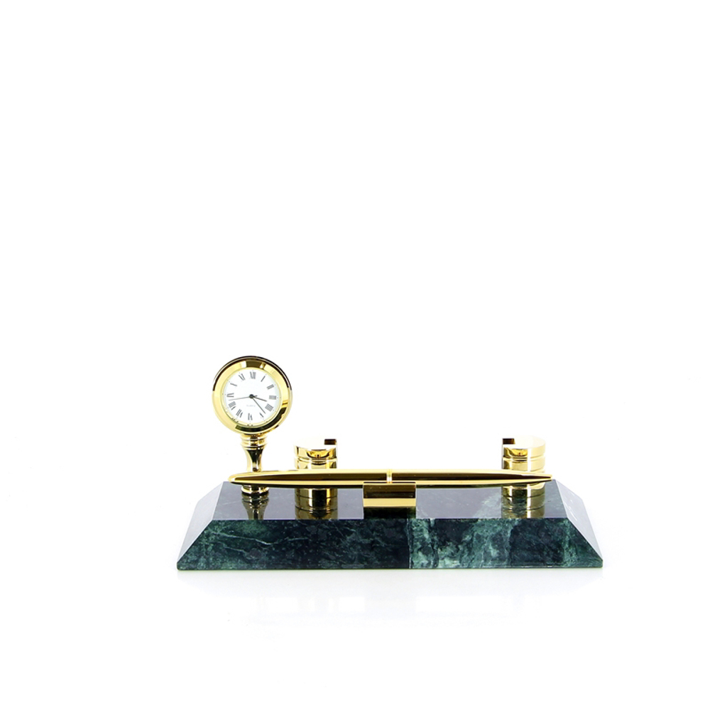 Универсальный мраморный настольный набор с ручкой часами и держателем визиток 7102-0