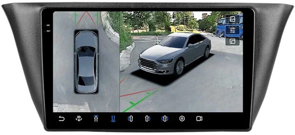 Магнитола для Iveco Daily 3 2014+ (рамка под кожу) - FarCar BX9-360-9620K монитор 9.5" 2K QLED на Android 13, 6Гб+128Гб, CarPlay, 4G SIM-слот, 4 камеры в комплекте