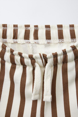 ZARA ШОРТЫ ИЗ МЯГКОГО ДЖЕРСИ В ПОЛОСКУ, СВЕТЛО-КОРИЧНЕВЫЙ