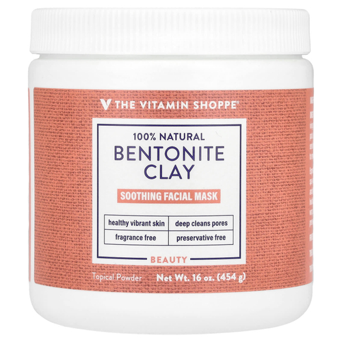 The Vitamin Shoppe, Успокаивающая маска для лица из 100% натуральной бентонитовой глины, без отдушек, 454 г (16 унций)