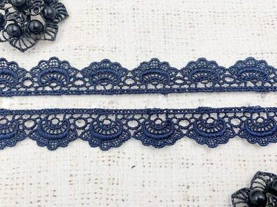 Кружево плетеное, ш. 2,3 см, тёмно-синий