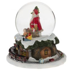 GAEM Фигурка декор в стекл шаре "Санта" (муз с ключ, движ), D 10 см, L15 W15 H15 см