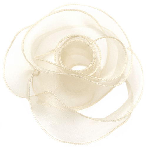 Лента декоративная (4 см*9,14 м) Органза с леской, Кремовый, 1 шт.