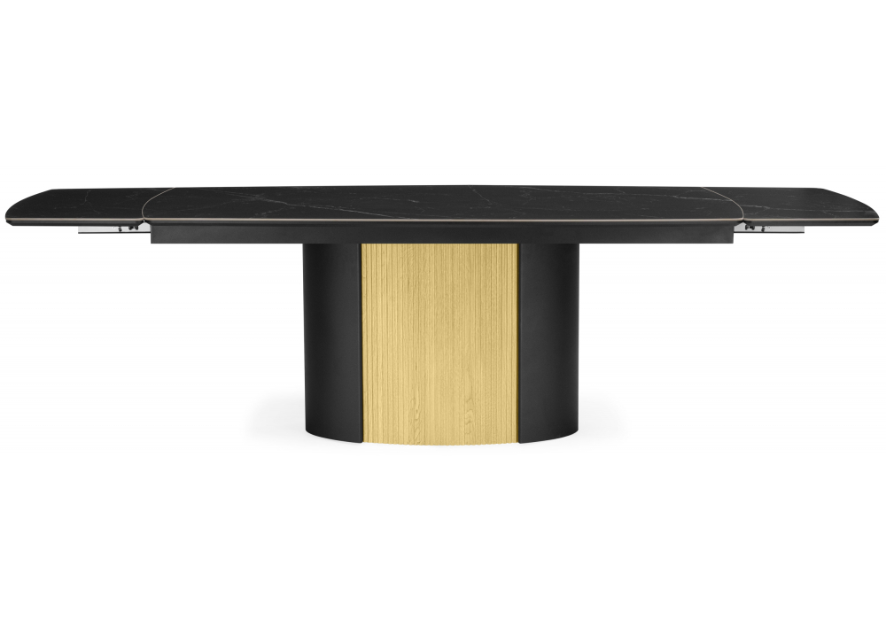 Керамический стол Woodville Бовер 180(220)x90 черный мрамор, черный, дуб натуральный