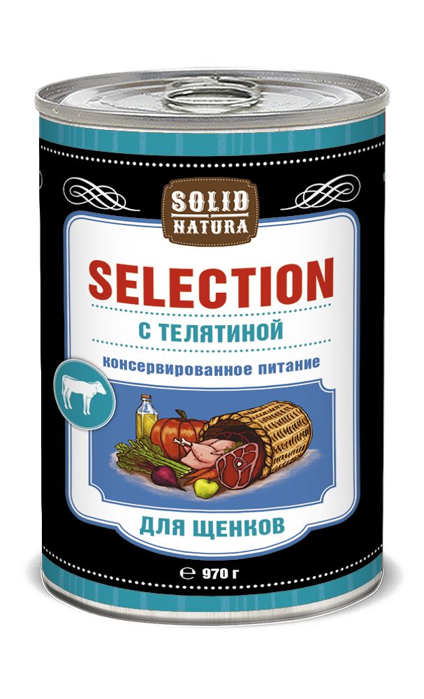 Solid Natura Selection Телятина влажный корм для щенков жестяная банка 970 г