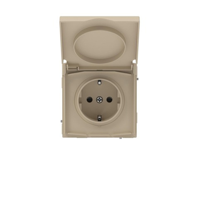 Розетка силовая, 2P+E, с з/ш, с крышкой, IP44, KANT, ванильный марципан