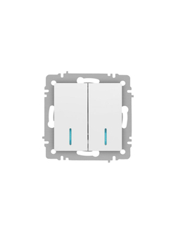 Выключатель 2-кл. СП Accent 6-105-01 10А IP20 250В с подсветкой AL/CU бел. Intro Б0063505