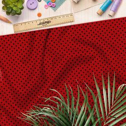 Ткань мембрана мелкий чёрный горох на красном