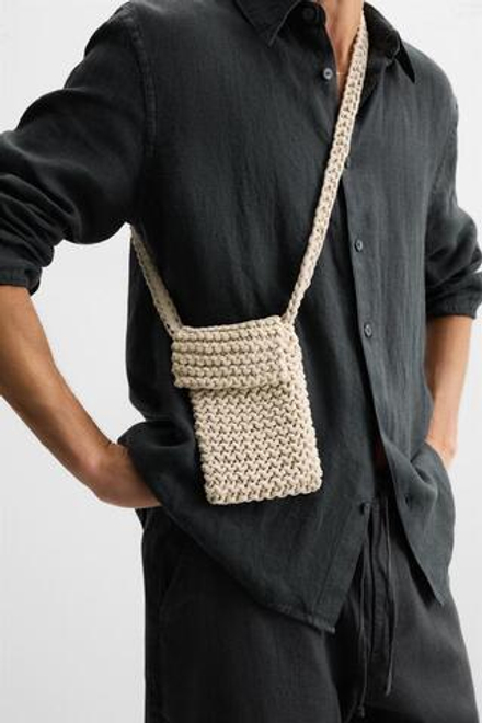 ZARA СУМКА ИЗ МАКРАМЕ, ЭКРЮ
