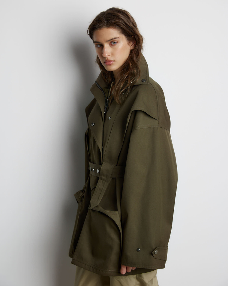 Тренч на молнии из хлопка Берберри хаки