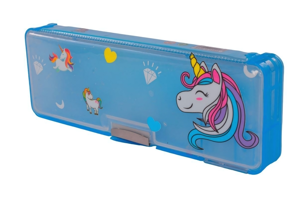 Пенал пластиковый 22,5*8*3см, с точилкой, вода, блестки, 6 видов микс