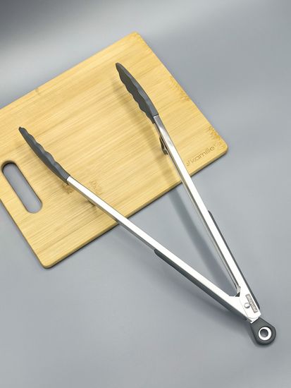 Щипцы силиконовые 35,5 см Kamille КМ 7513 с ручками из нержавеющей стали