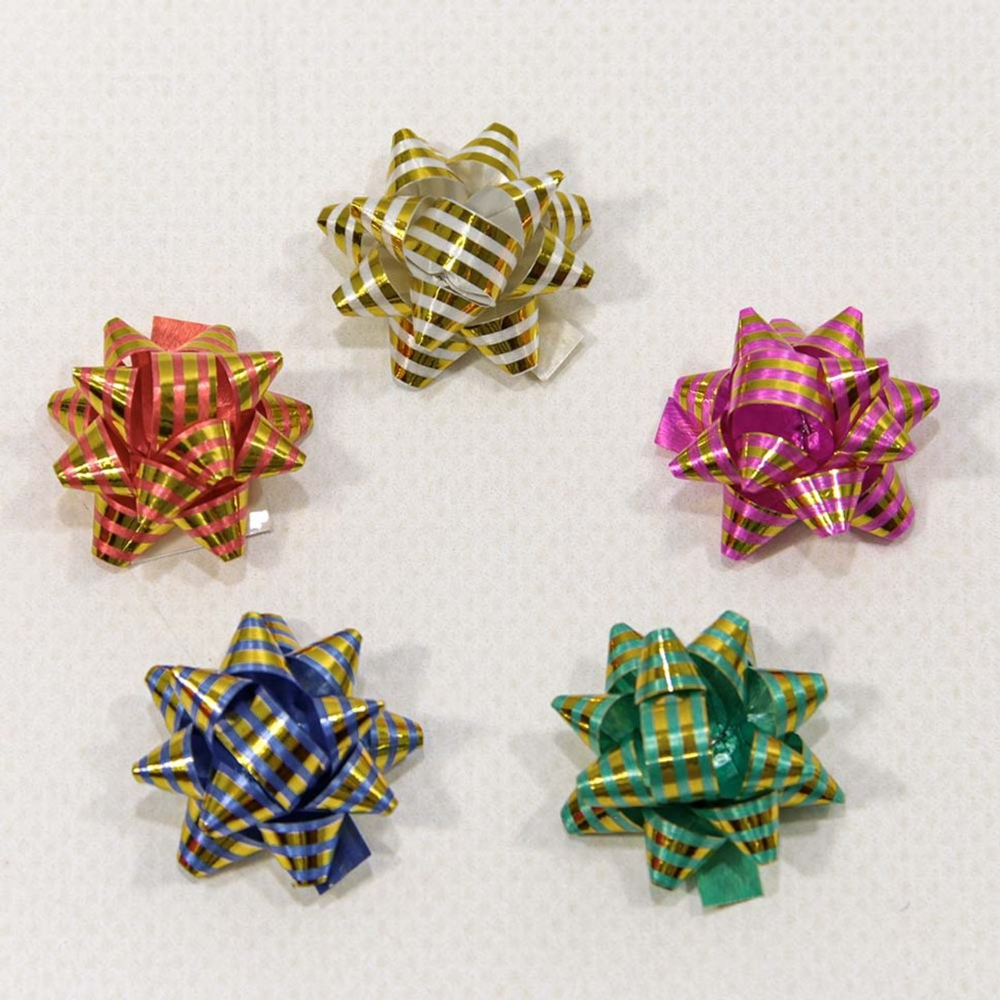 Бант Звезда 2,5см Набор 5 шт на липучке с золотой полосой (Микс)