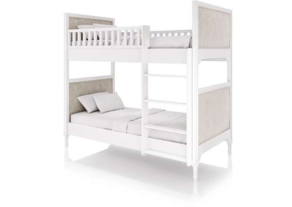 Кровать двухъярусная Elit (белый, бежевая ткань)